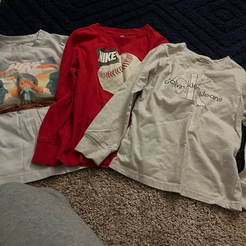 Calvin Klein and Nike Kids White Long Sleeve Tee (boy clothes) size 5/6